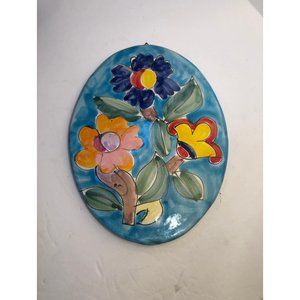 Vintage La Musa Italian Floral Wall Hanging Handpainted